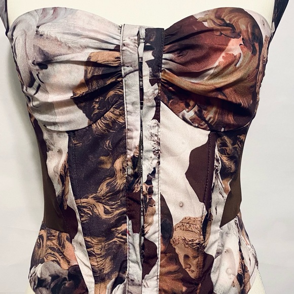 Pretty Little Thing, Brown Renaissance Print Corset, Size 6 - Picture 6 of 9